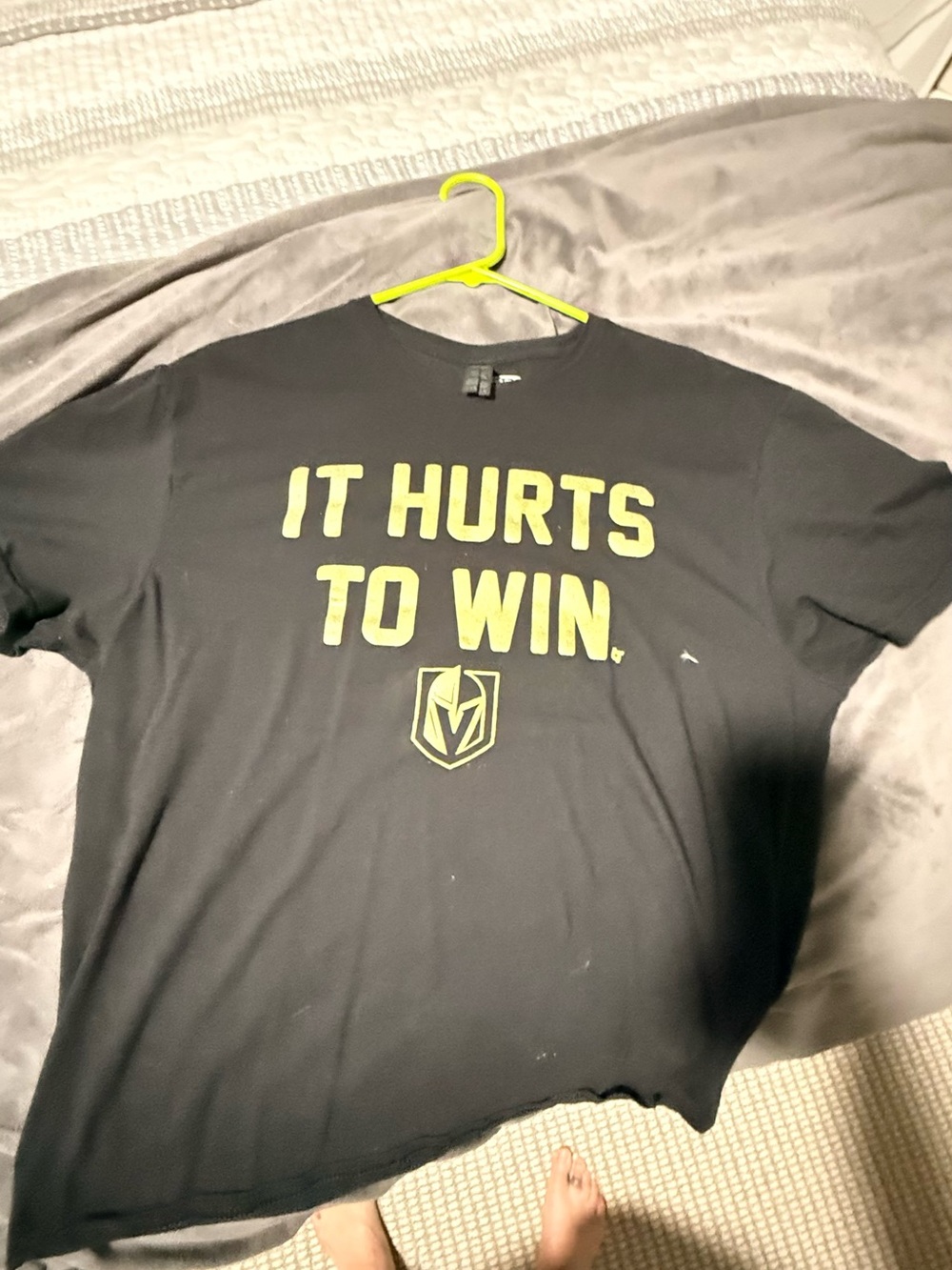 VGK Stanley Cup Winner Black Graphic Tee "It Hurts To Win" with Gold Logo